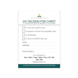Decision for Christ Cards SDA (25 PK)